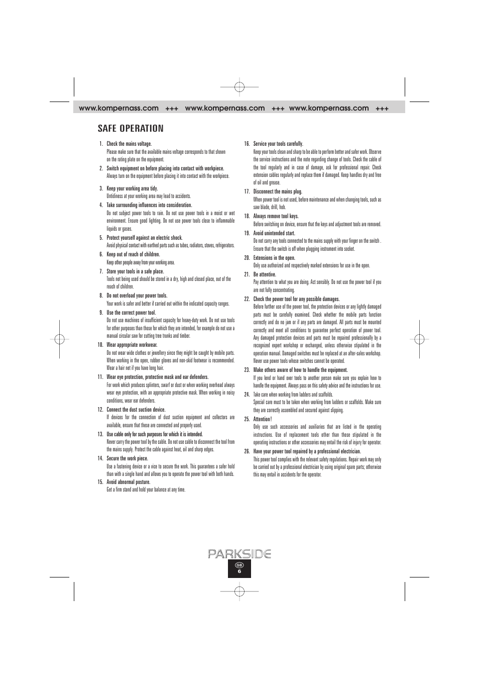 Safe operation | Kompernass PLP 180 User Manual | Page 6 / 10