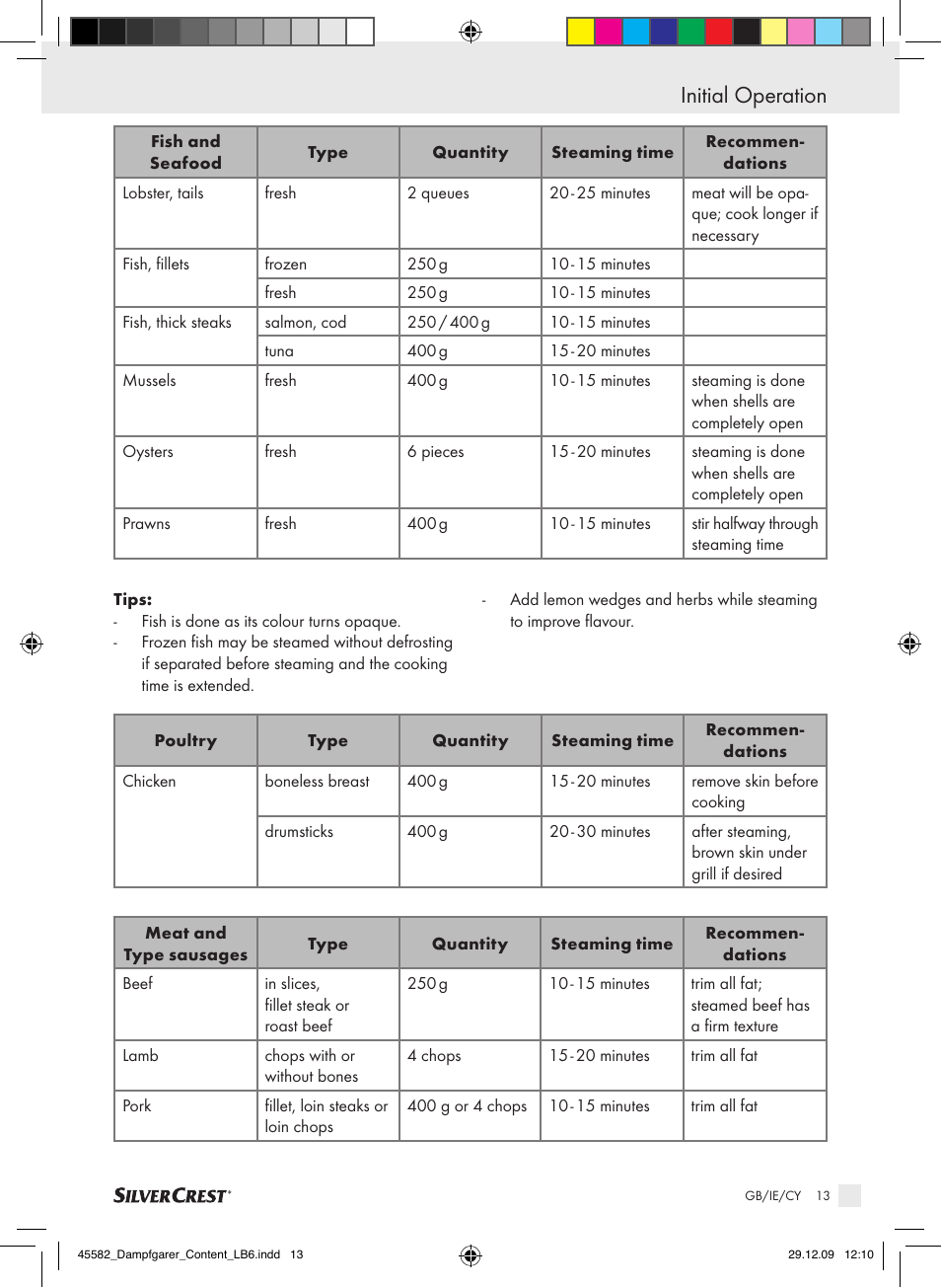 Initial operation | Kompernass KH 1560 User Manual | Page 11 / 14
