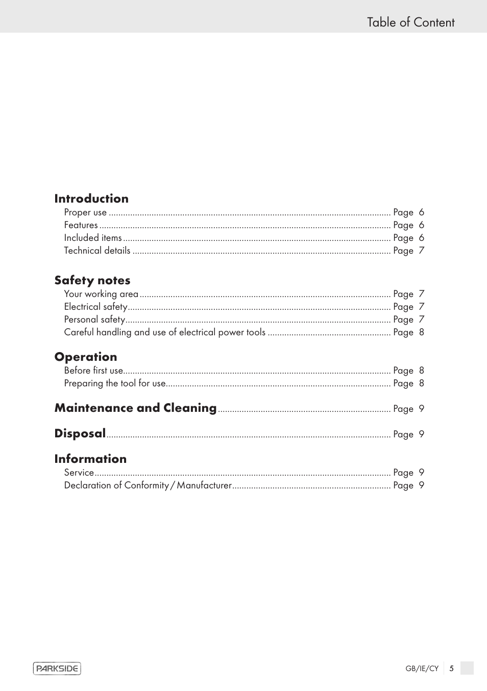 Table of content | Kompernass PHKP 500 User Manual | Page 3 / 10