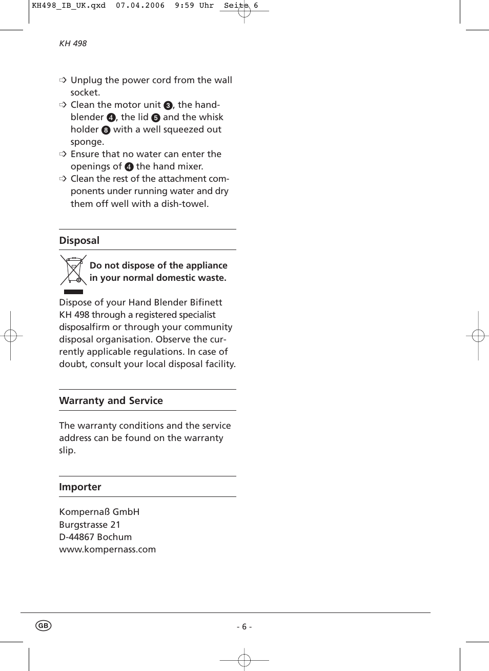 Kompernass KH 498 User Manual | Page 8 / 8
