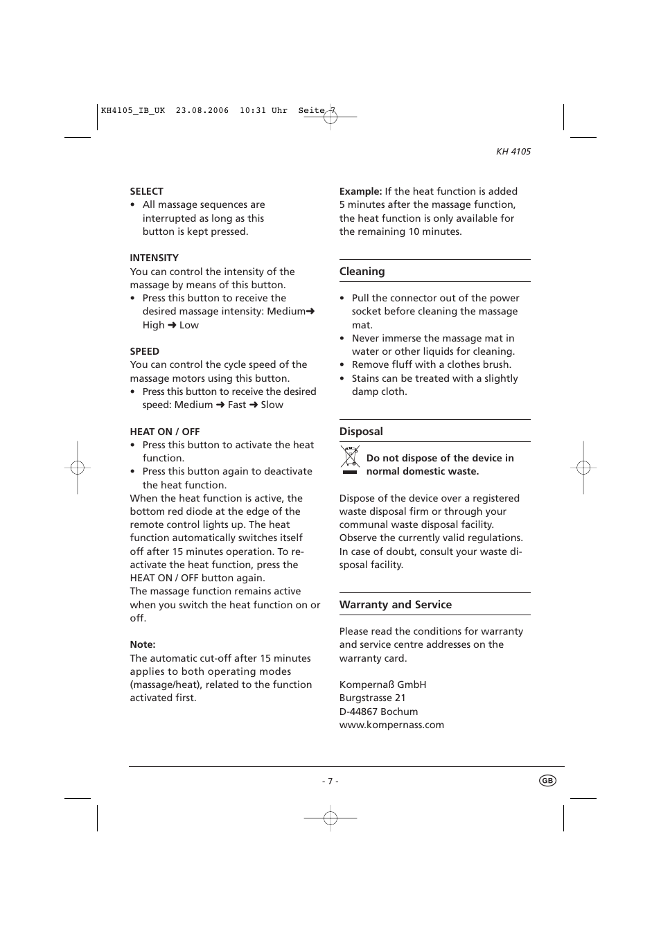 Kompernass HQ8155 User Manual | Page 9 / 9