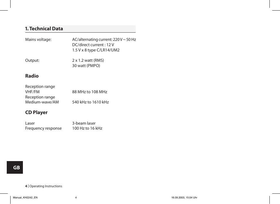 Kompernass eBench KH 2242 User Manual | Page 4 / 16