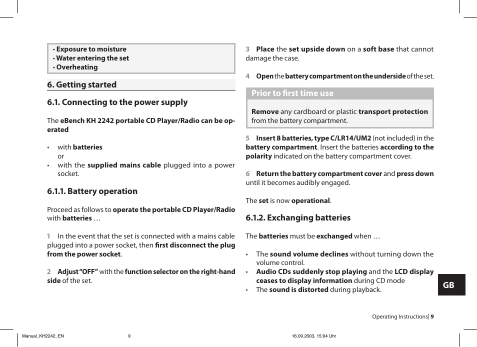 Kompernass eBench KH 2242 User Manual | Page 9 / 16