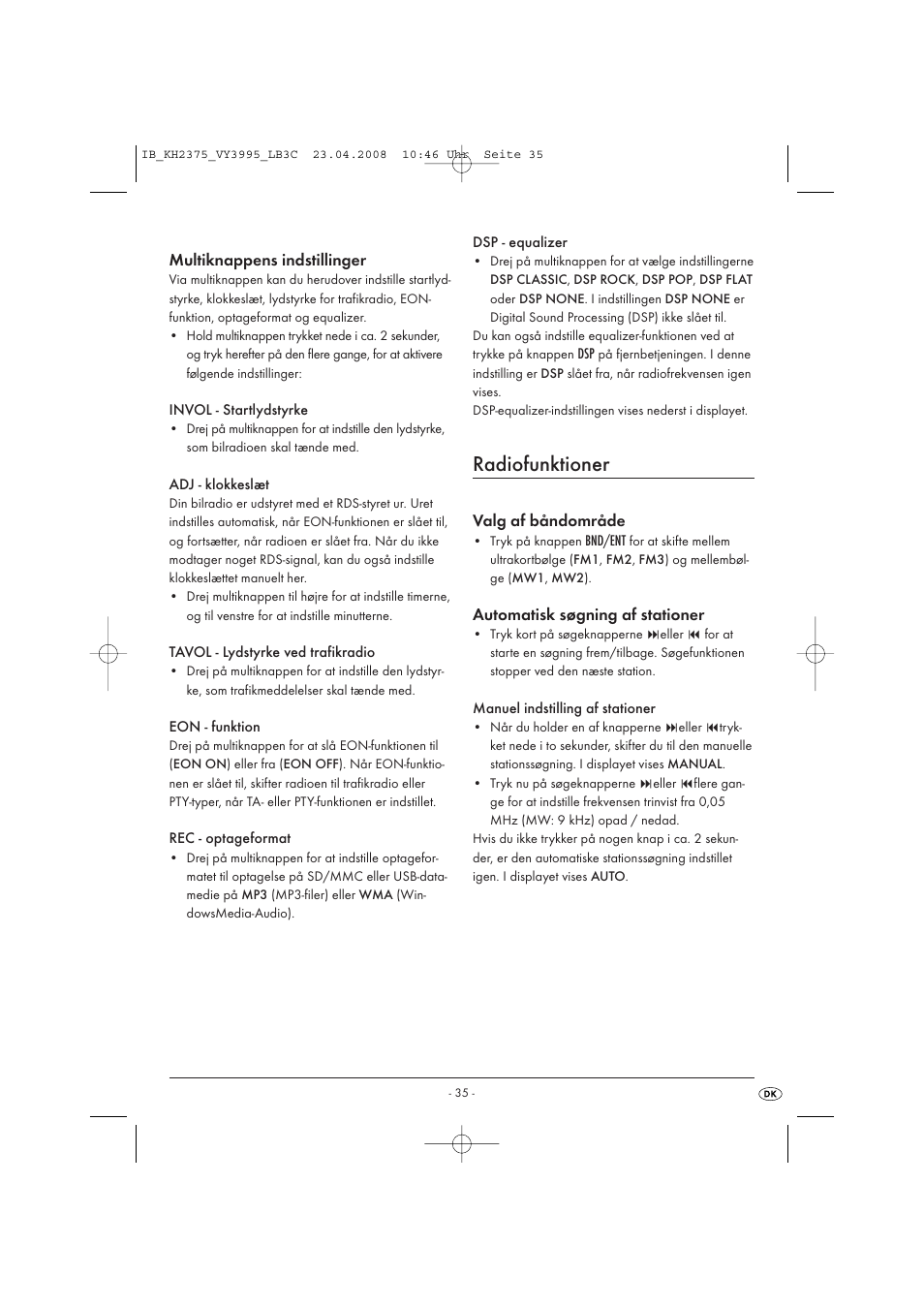 Radiofunktioner | Kompernass KH 2375 User Manual | Page 37 / 50