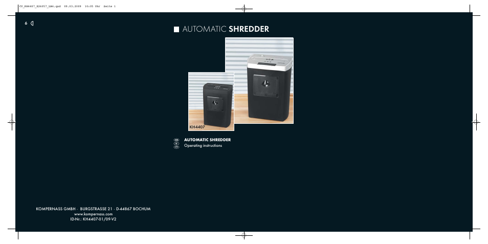 Kompernass AUTOMATIC SHREDDER KH4407 User Manual | 8 pages