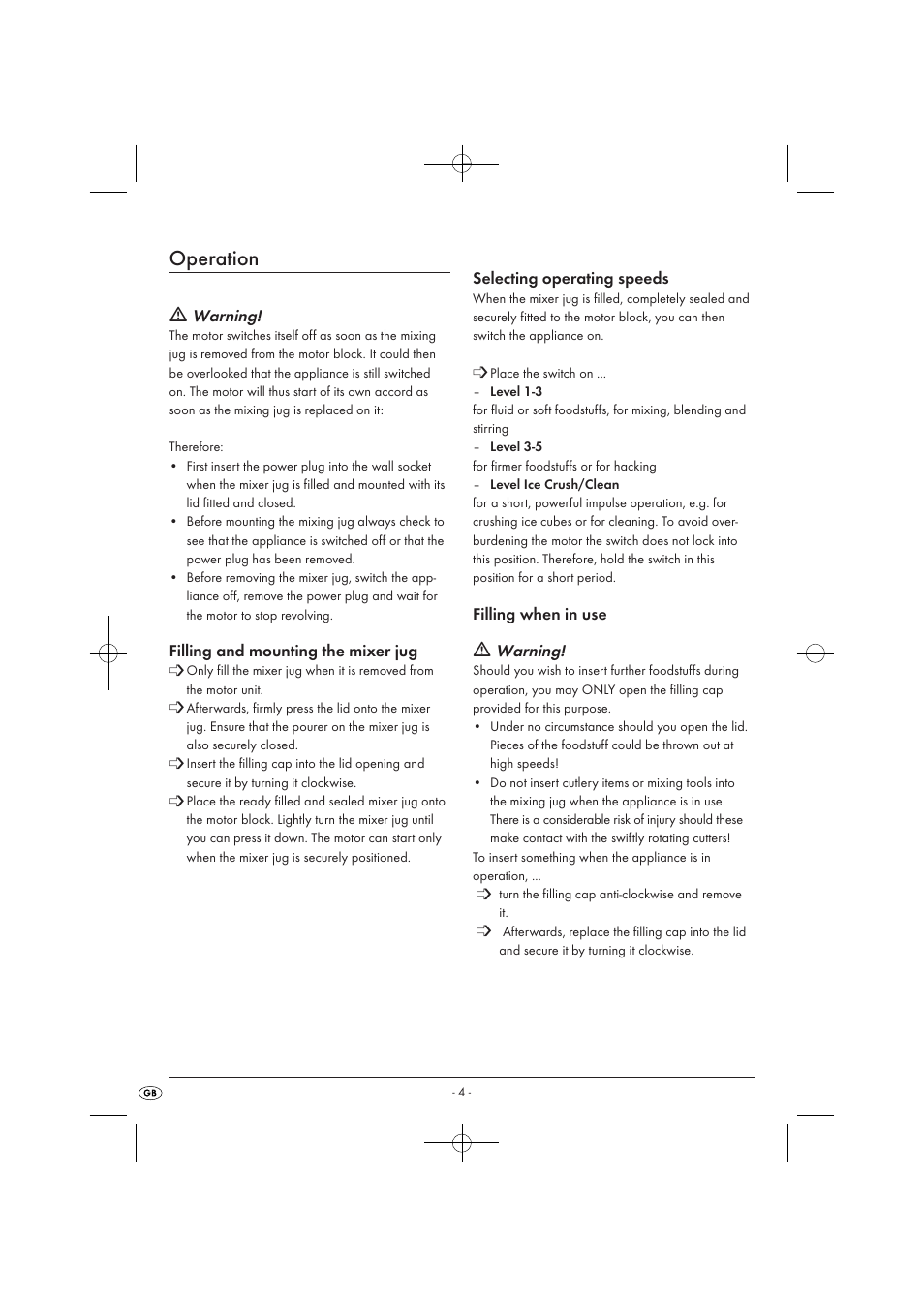 Operation | Kompernass KH 527 User Manual | Page 10 / 69