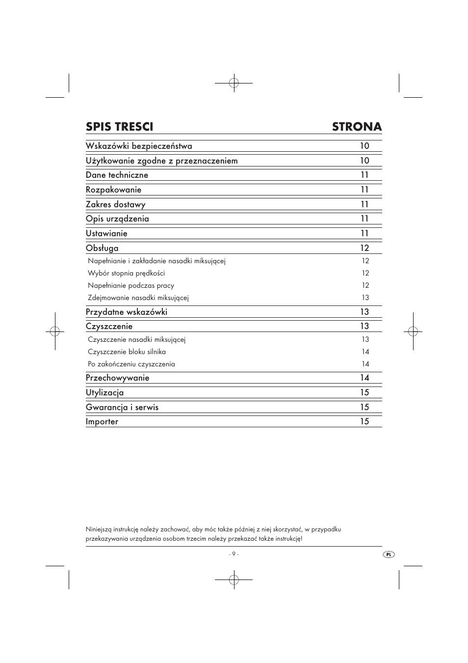 Spis tresci strona | Kompernass KH 527 User Manual | Page 15 / 69