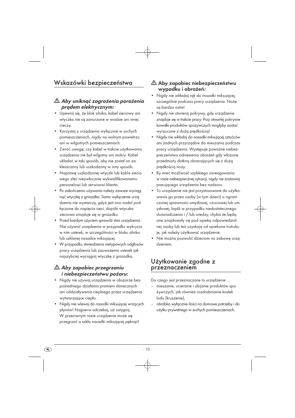 Wskazówki bezpieczeństwa, Użytkowanie zgodne z przeznaczeniem | Kompernass KH 527 User Manual | Page 16 / 69