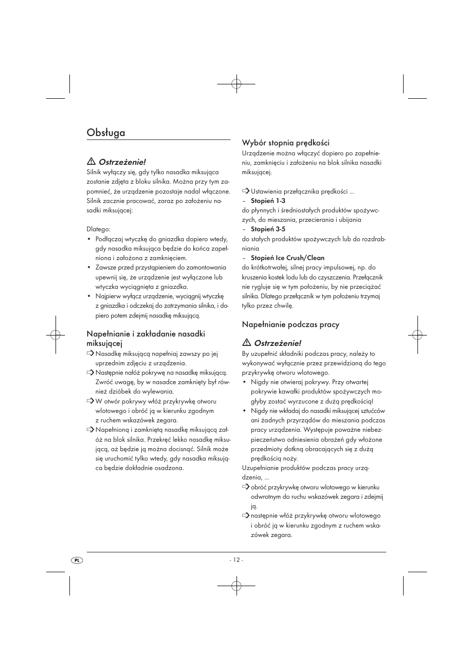 Obsługa | Kompernass KH 527 User Manual | Page 18 / 69