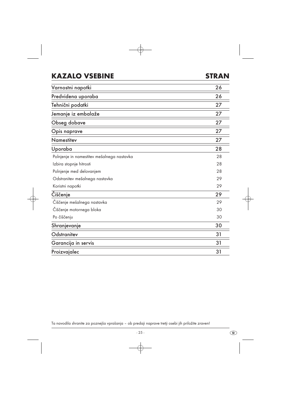 Kazalo vsebine stran | Kompernass KH 527 User Manual | Page 31 / 69