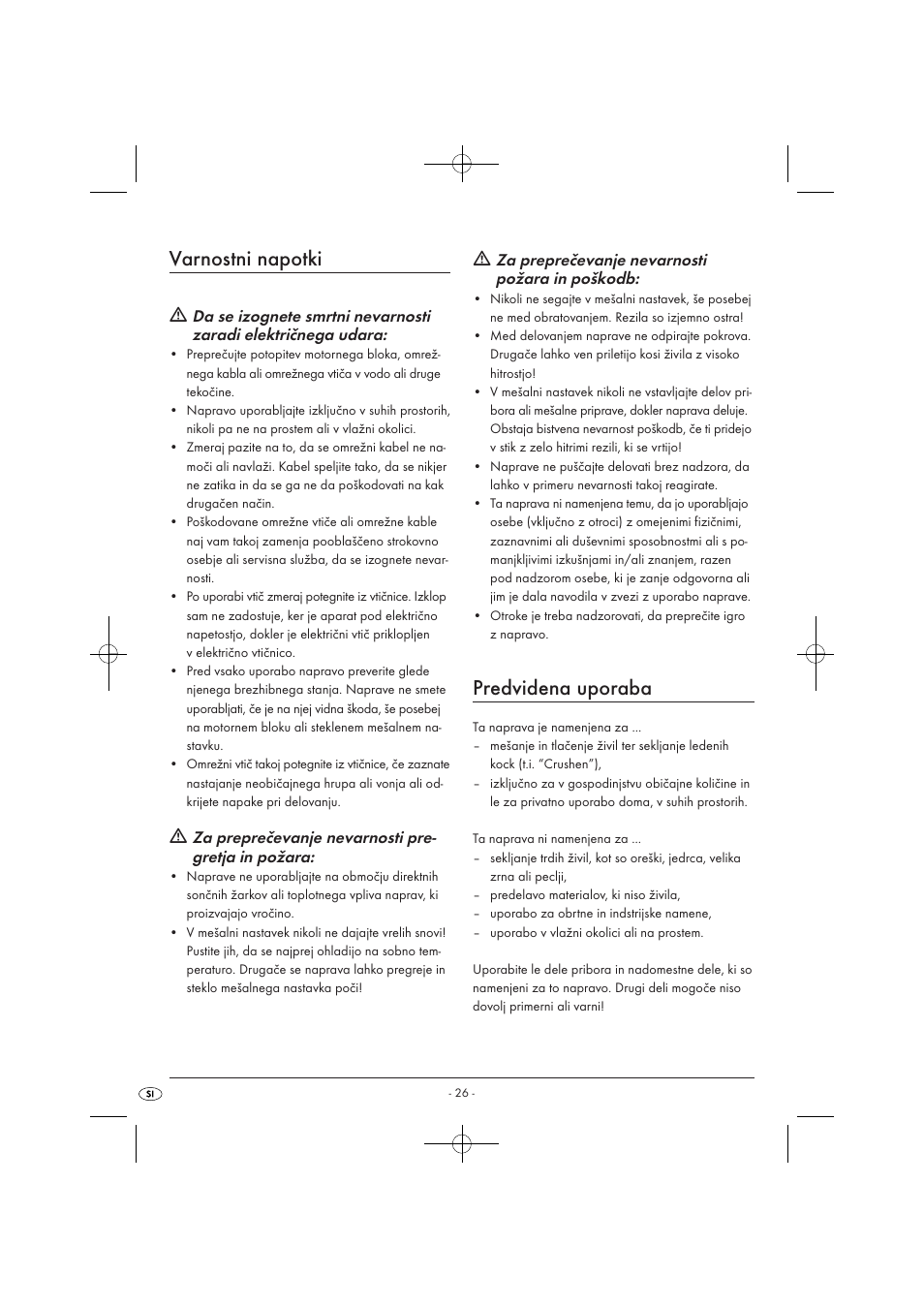 Varnostni napotki, Predvidena uporaba | Kompernass KH 527 User Manual | Page 32 / 69