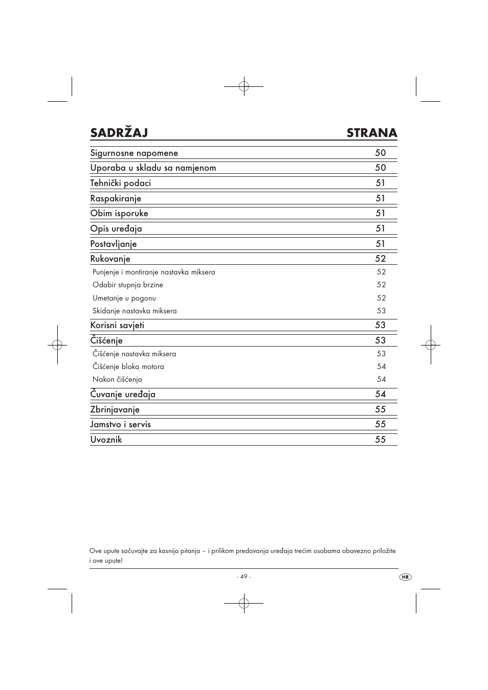 Sadržaj strana | Kompernass KH 527 User Manual | Page 55 / 69