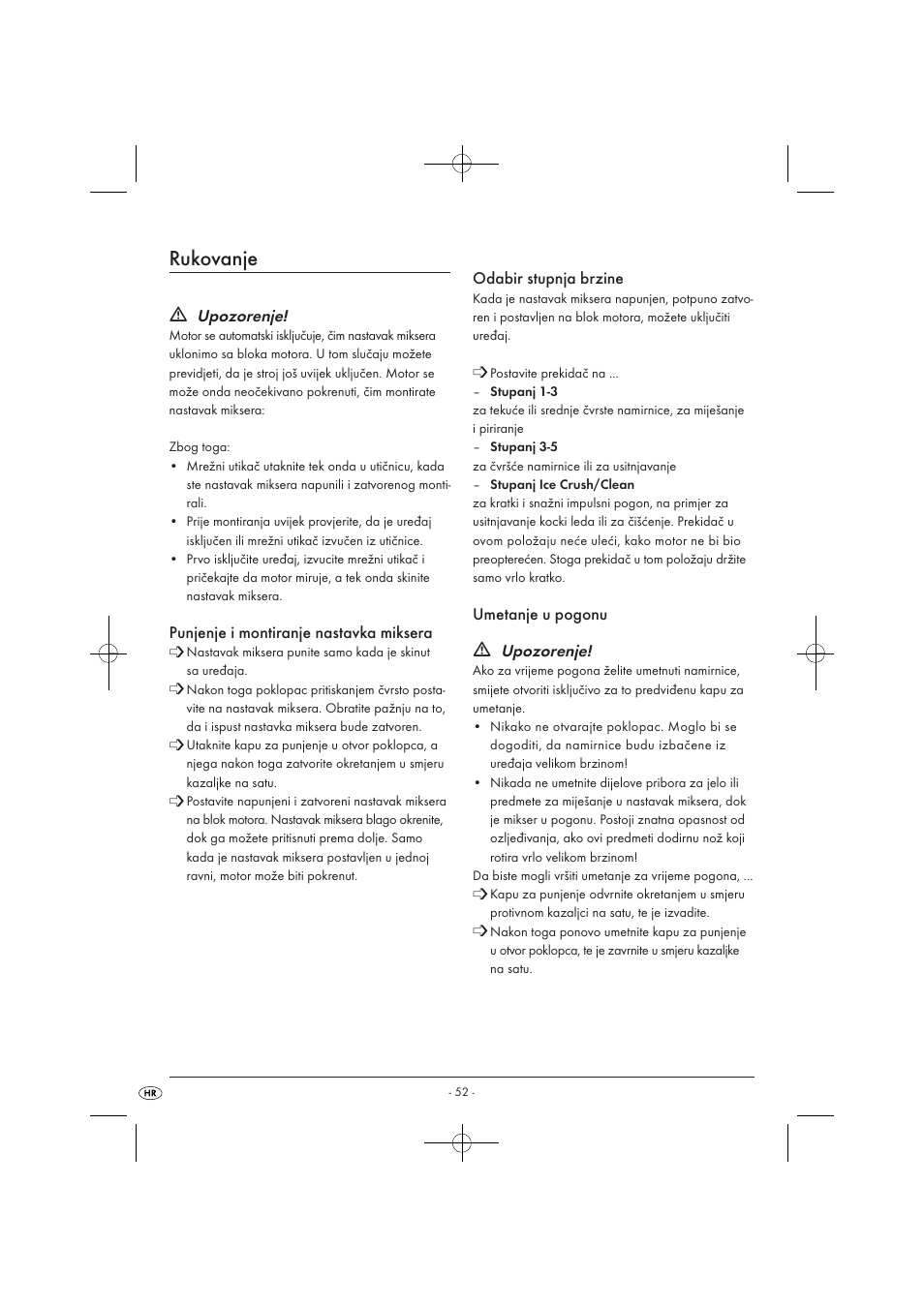 Rukovanje | Kompernass KH 527 User Manual | Page 58 / 69