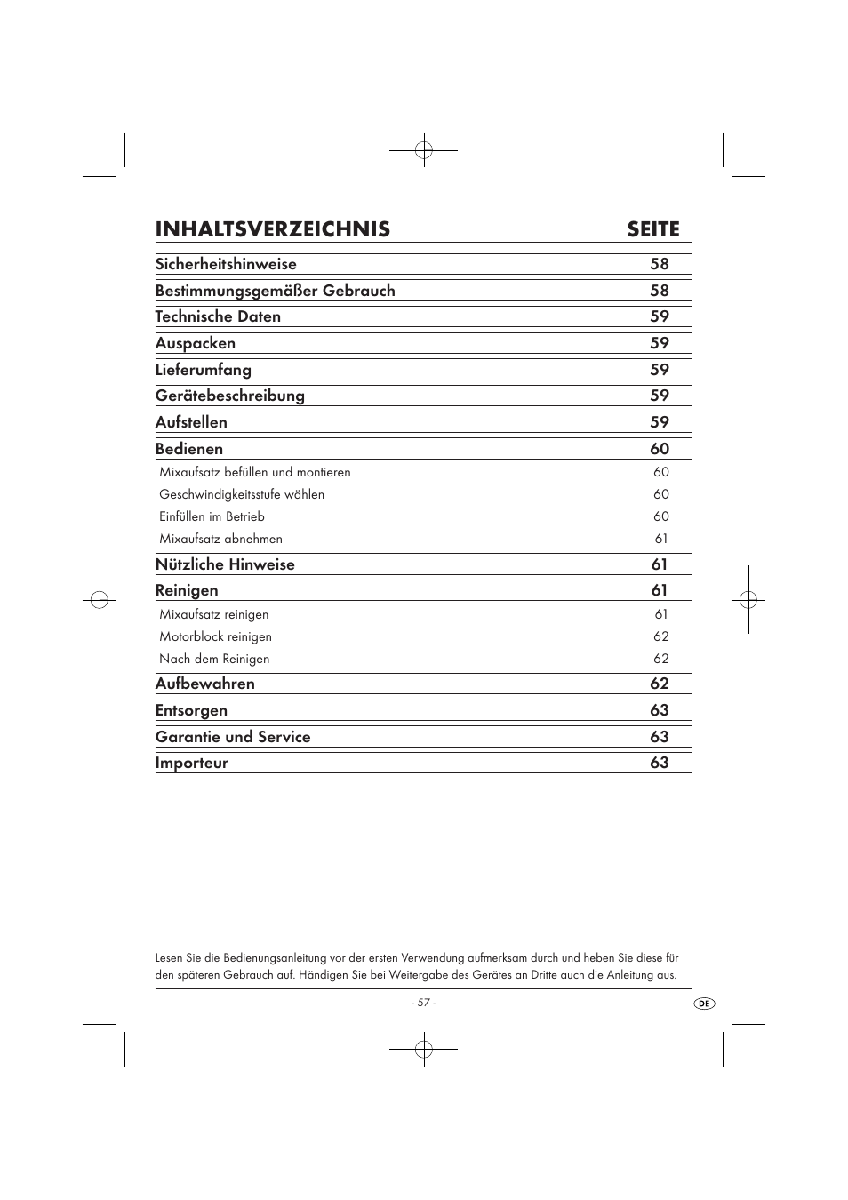 Inhaltsverzeichnis seite | Kompernass KH 527 User Manual | Page 63 / 69