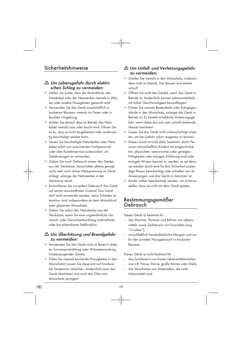 Sicherheitshinweise, Bestimmungsgemäßer gebrauch | Kompernass KH 527 User Manual | Page 64 / 69