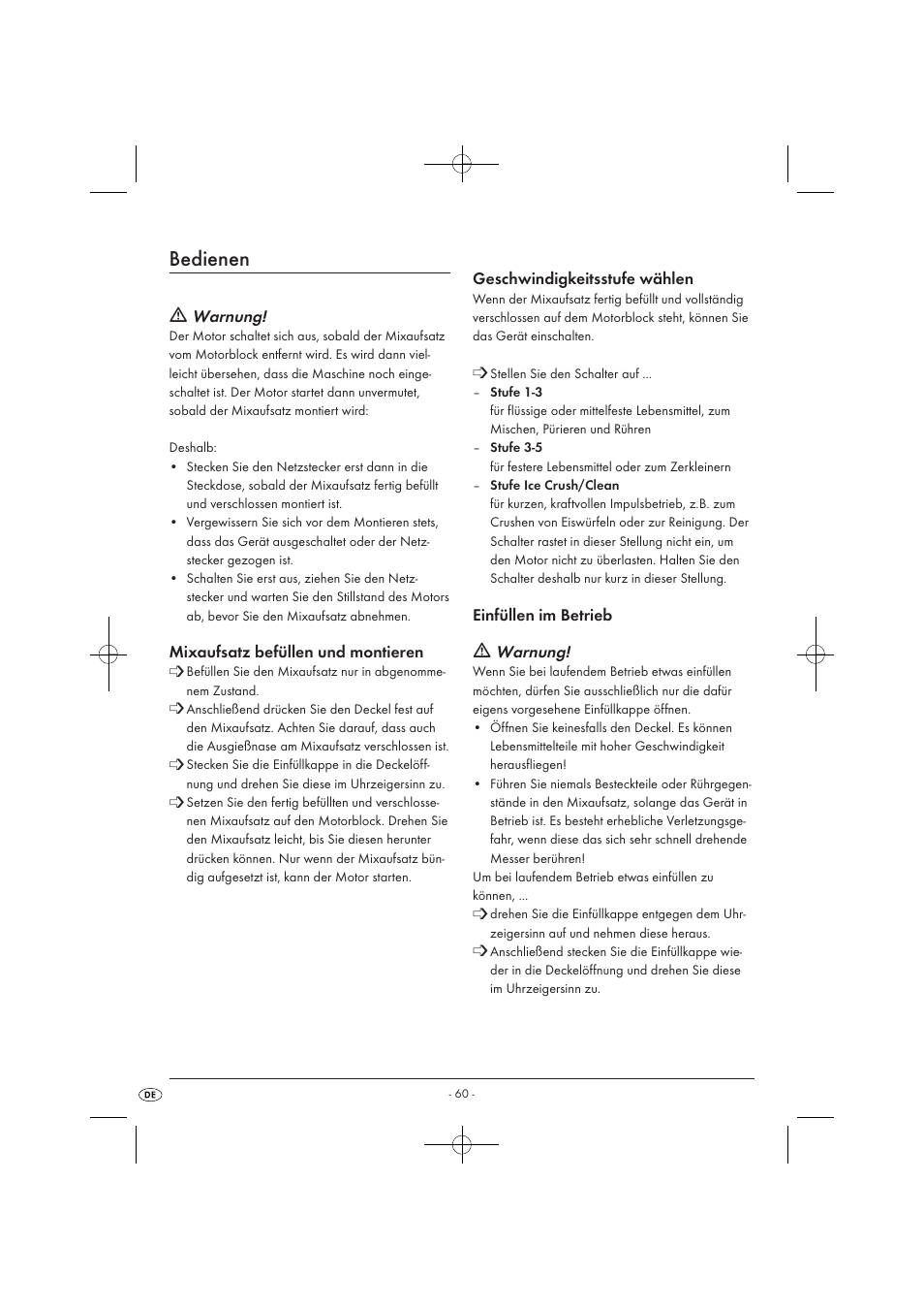 Bedienen | Kompernass KH 527 User Manual | Page 66 / 69