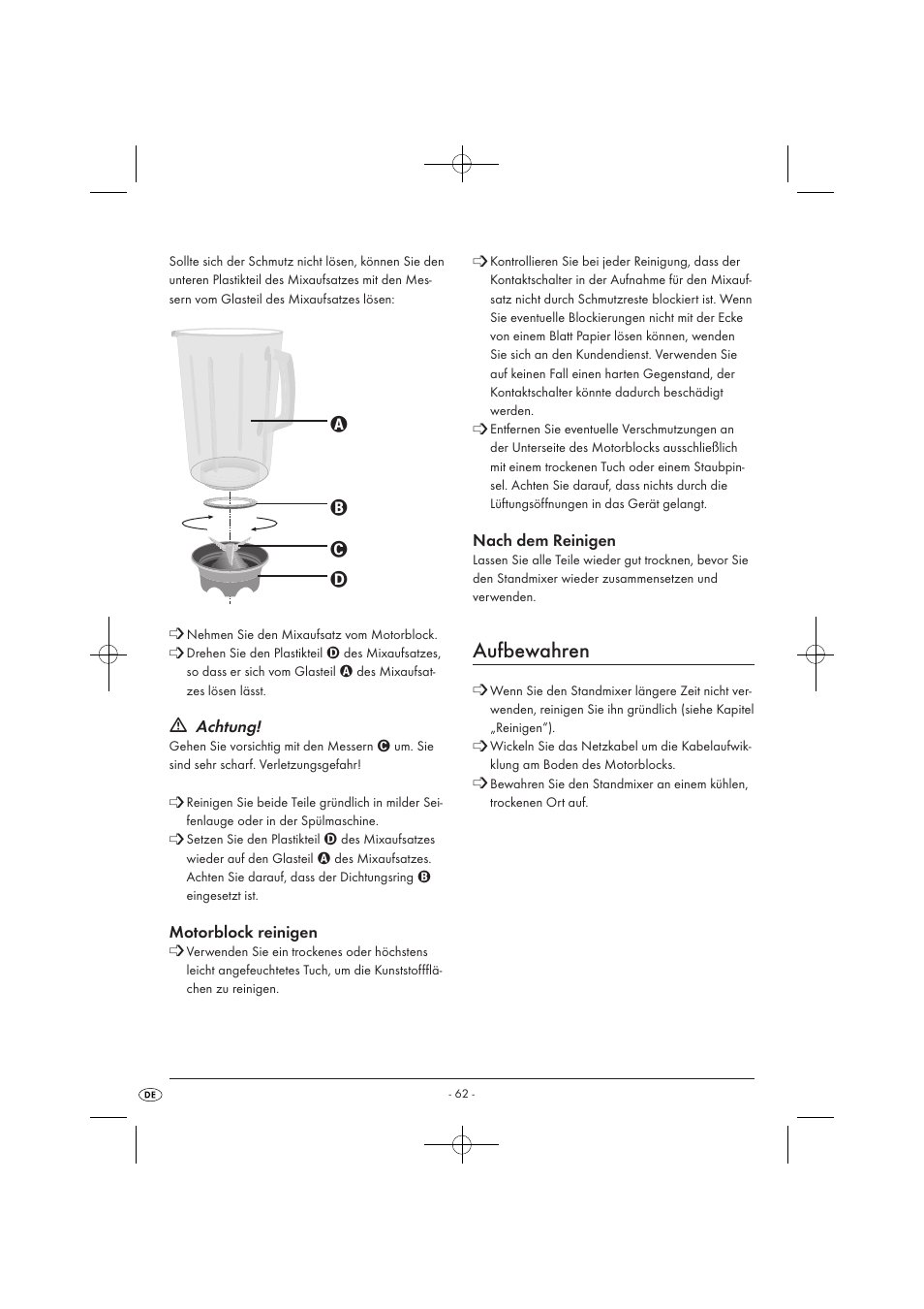 Aufbewahren | Kompernass KH 527 User Manual | Page 68 / 69