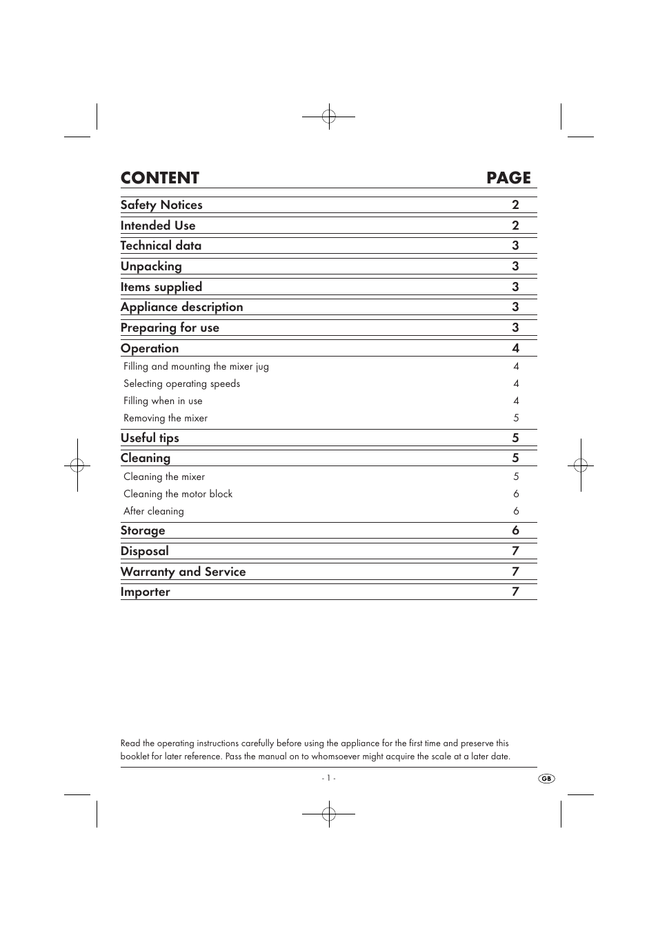 Content page | Kompernass KH 527 User Manual | Page 7 / 69