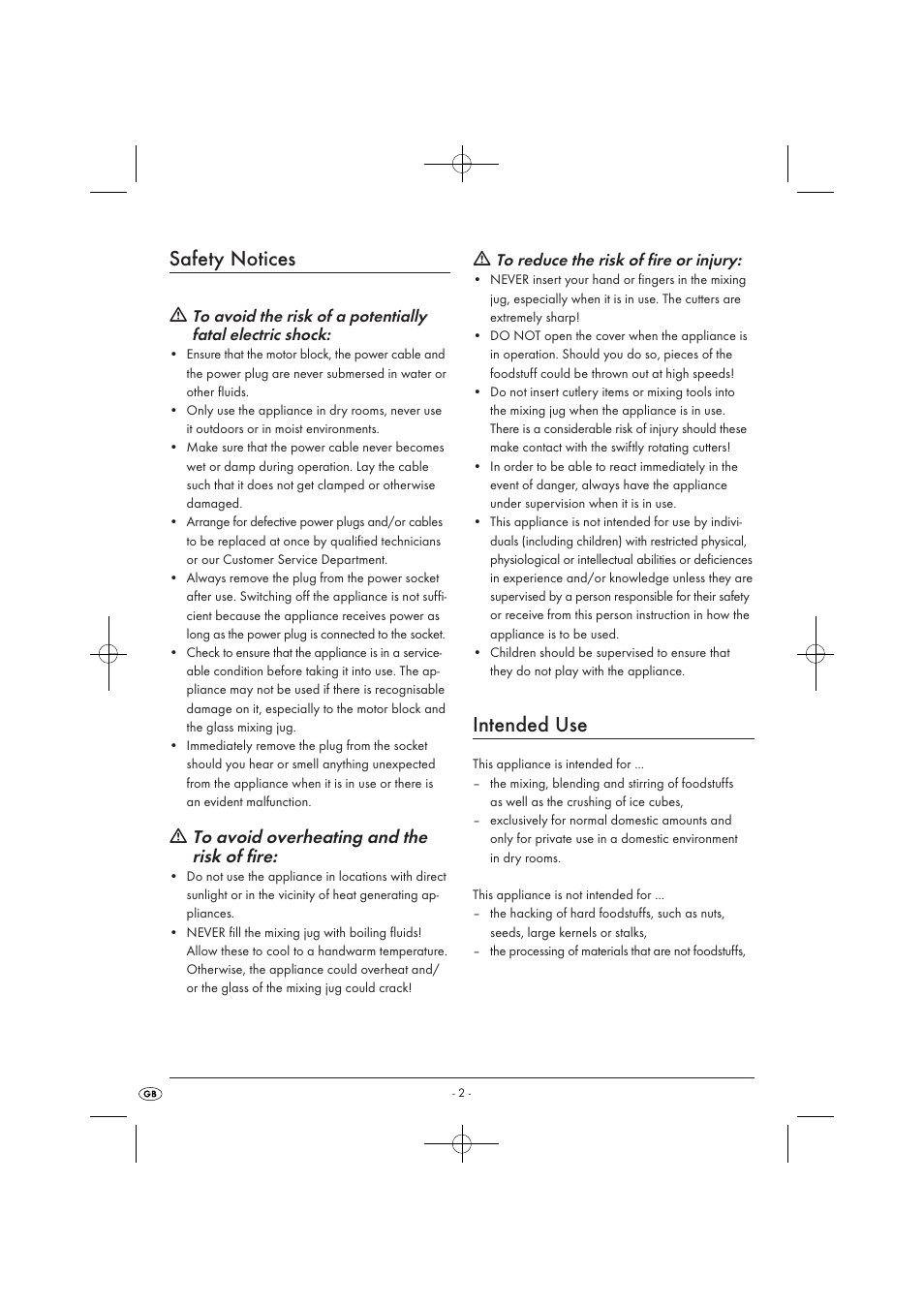 Safety notices, Intended use, Ƽ to avoid overheating and the risk of fire | Kompernass KH 527 User Manual | Page 8 / 69