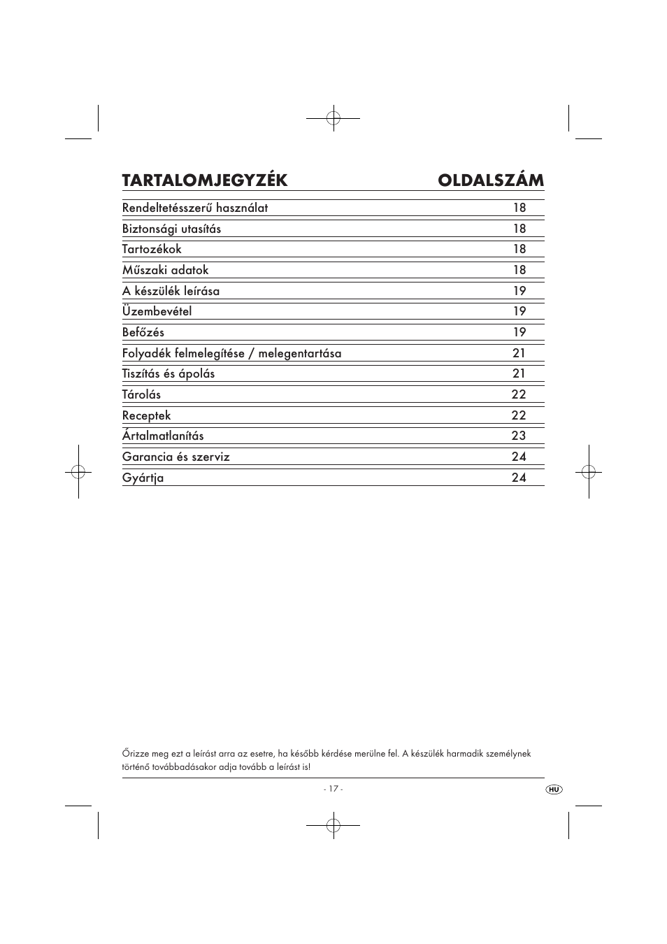 Tartalomjegyzék oldalszám | Kompernass KH 1135 User Manual | Page 19 / 66