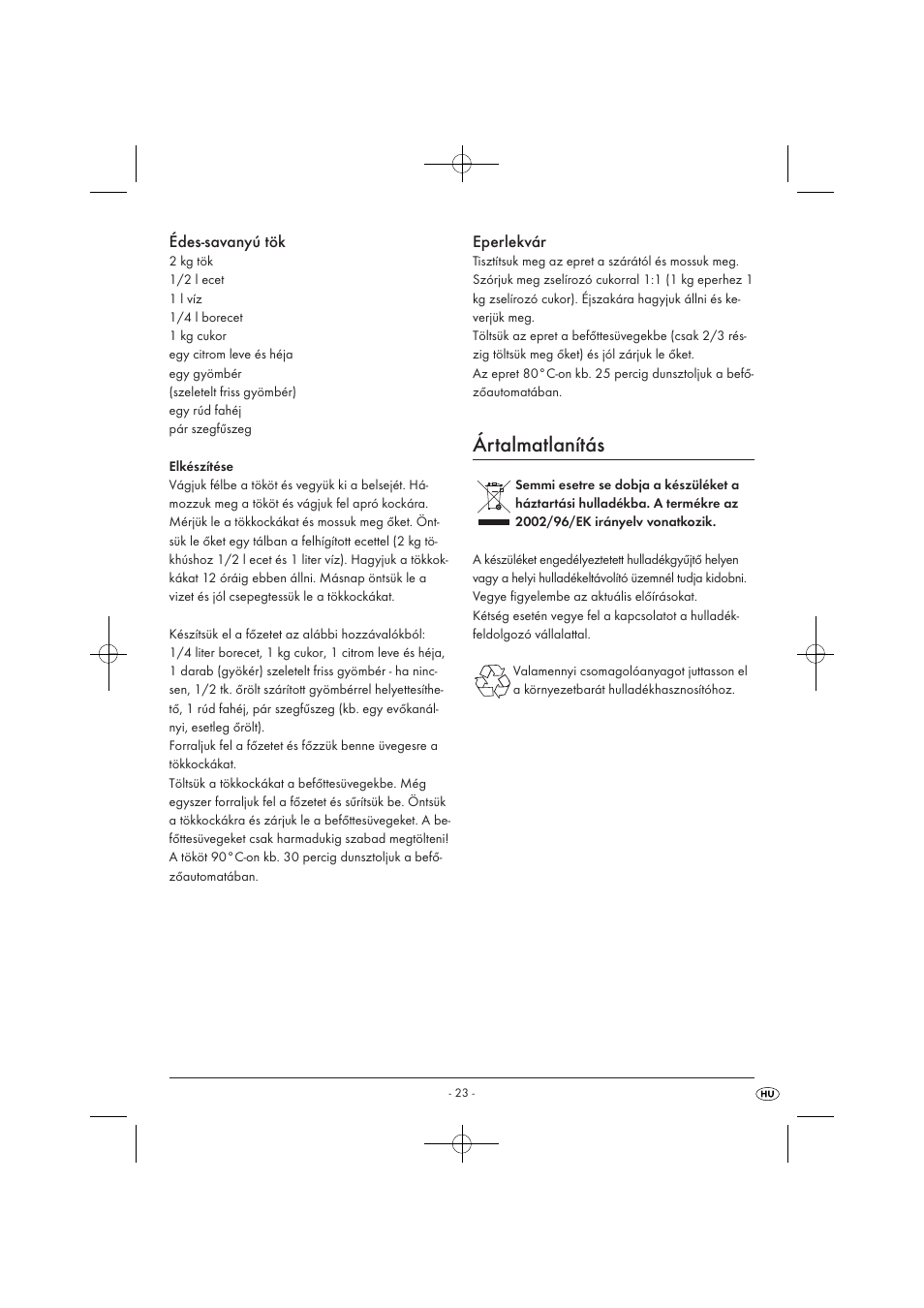 Ártalmatlanítás | Kompernass KH 1135 User Manual | Page 25 / 66