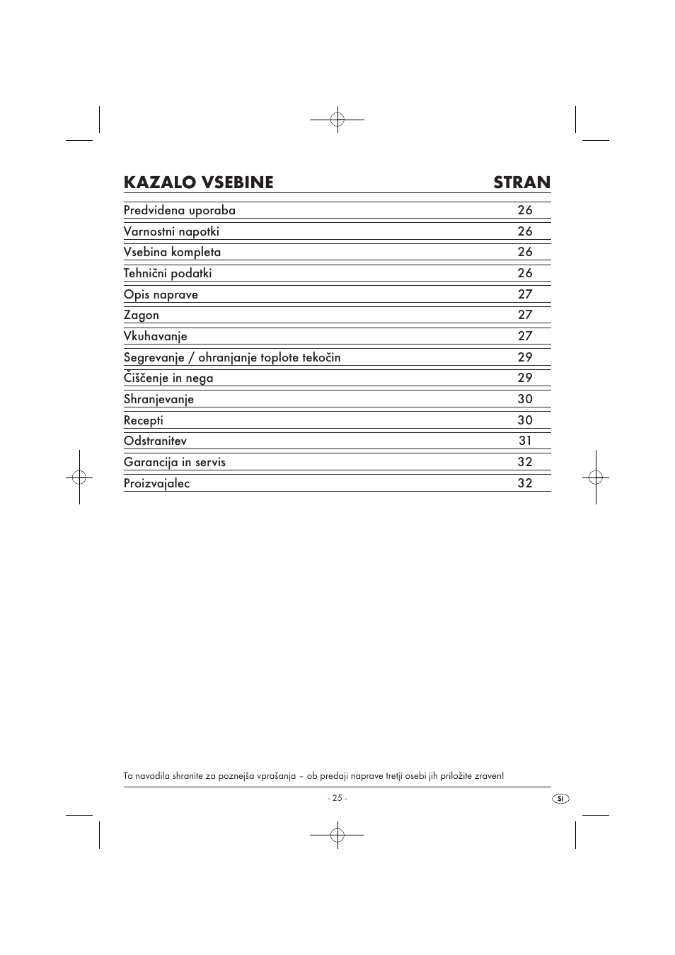 Kazalo vsebine stran | Kompernass KH 1135 User Manual | Page 27 / 66