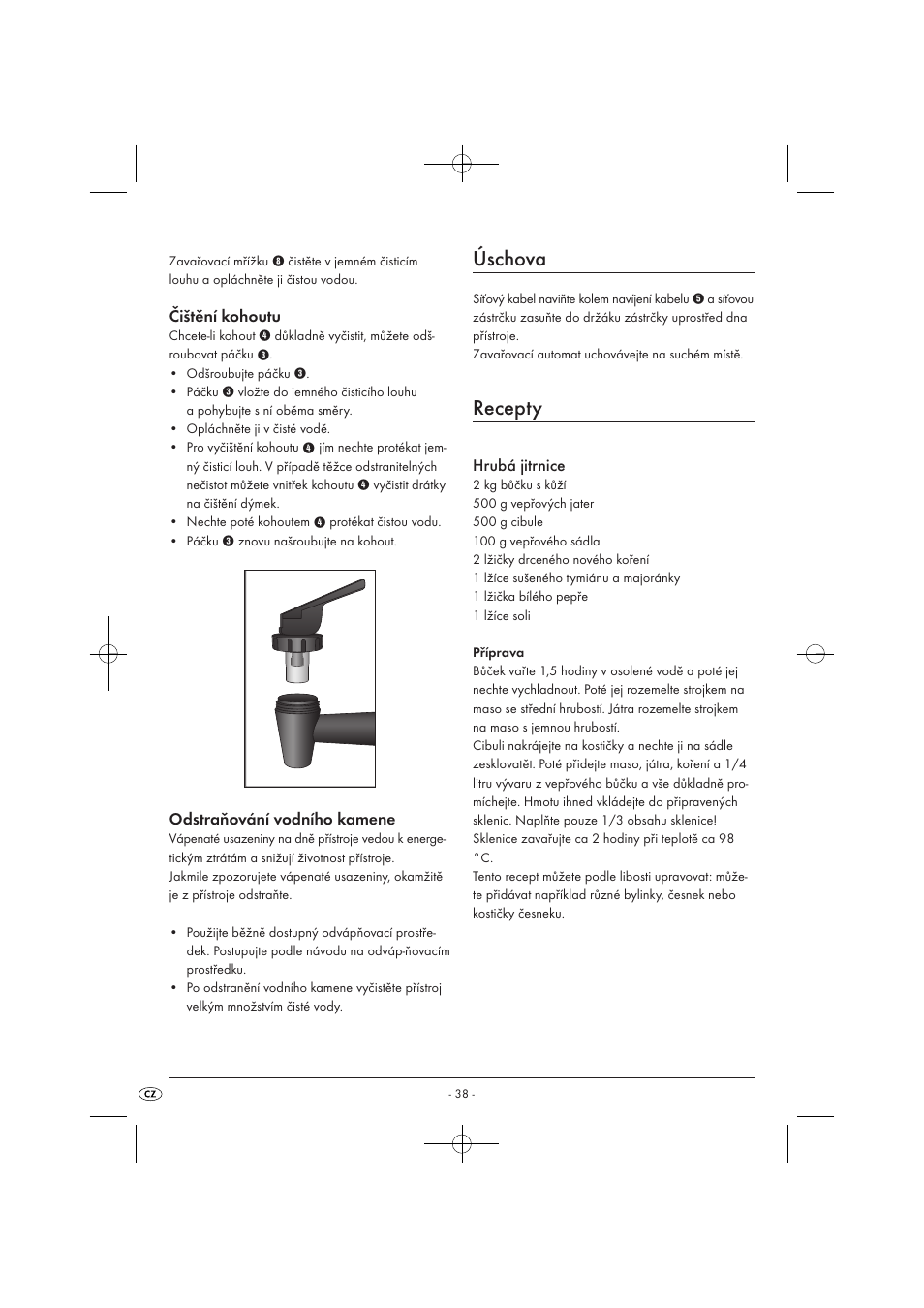 Úschova, Recepty | Kompernass KH 1135 User Manual | Page 40 / 66