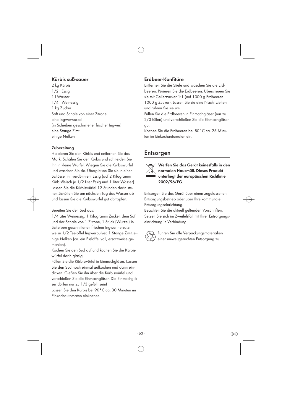 Entsorgen | Kompernass KH 1135 User Manual | Page 65 / 66