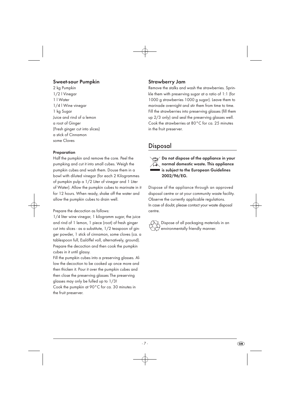 Disposal | Kompernass KH 1135 User Manual | Page 9 / 66