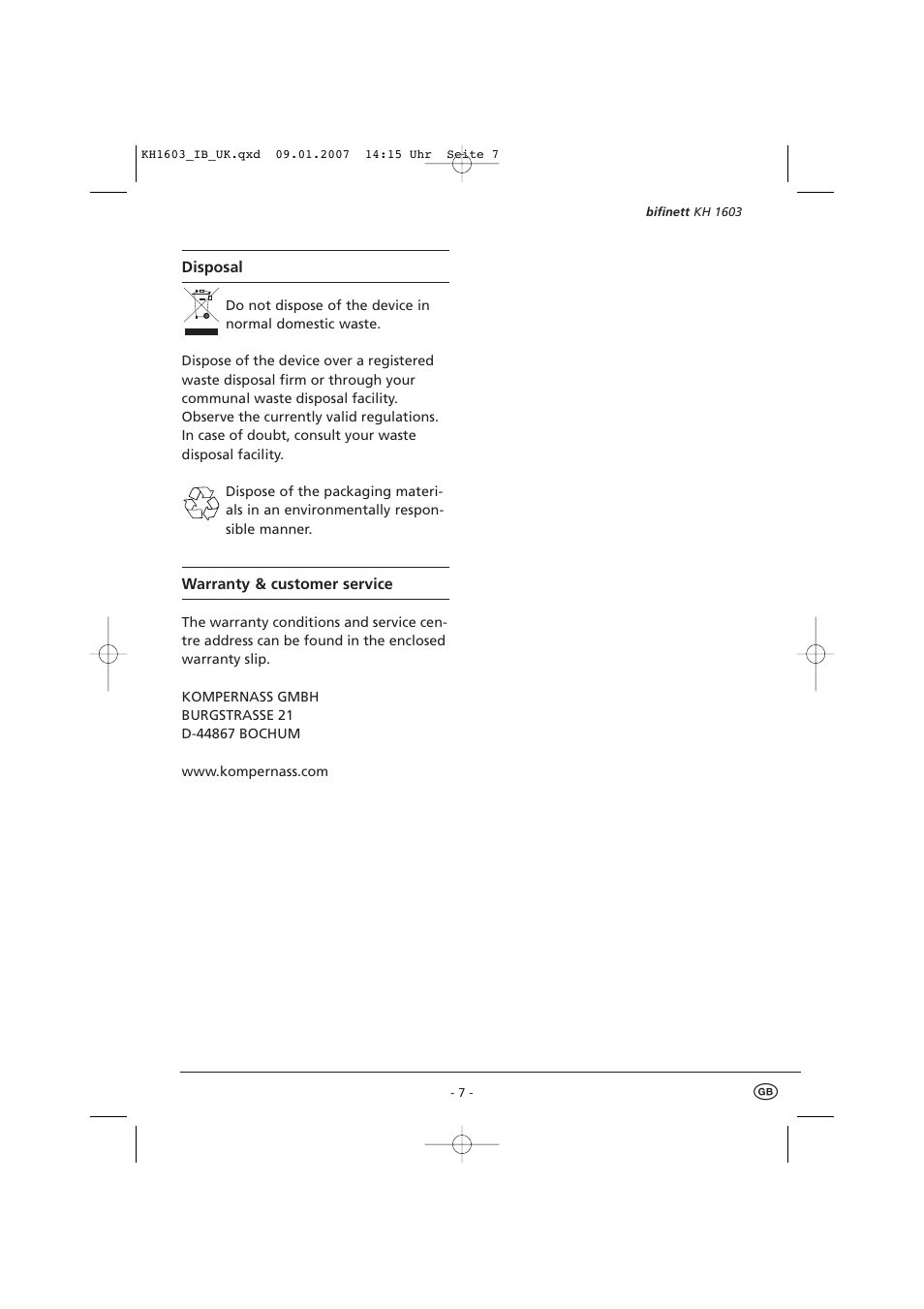 Kompernass KH 1603 User Manual | Page 9 / 9