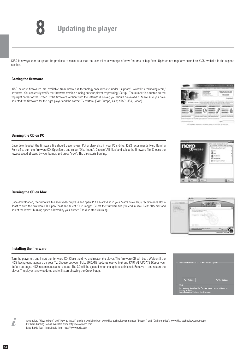Updating the player | KiSS Networked Entertainment DP-1100 User Manual | Page 10 / 15
