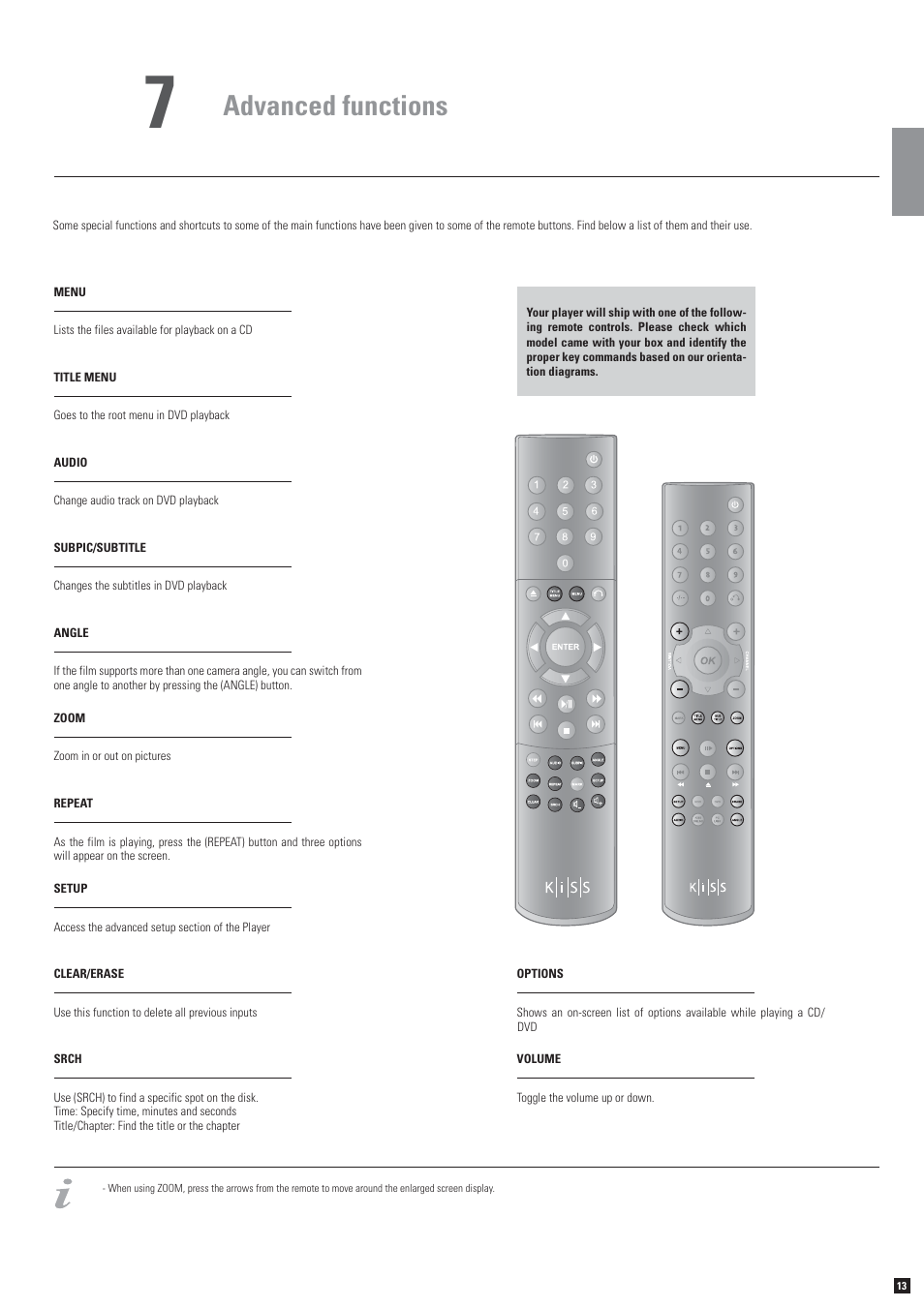 Advanced functions | KiSS Networked Entertainment DP-1100 User Manual | Page 9 / 15
