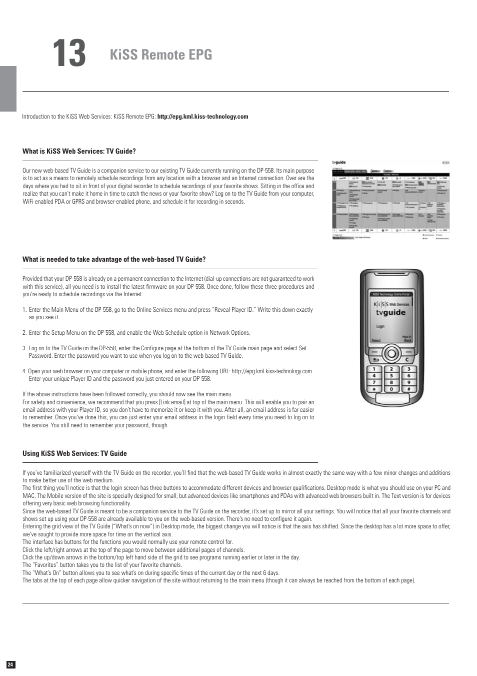 Kiss remote epg | KiSS Networked Entertainment DP-558 User Manual | Page 20 / 30