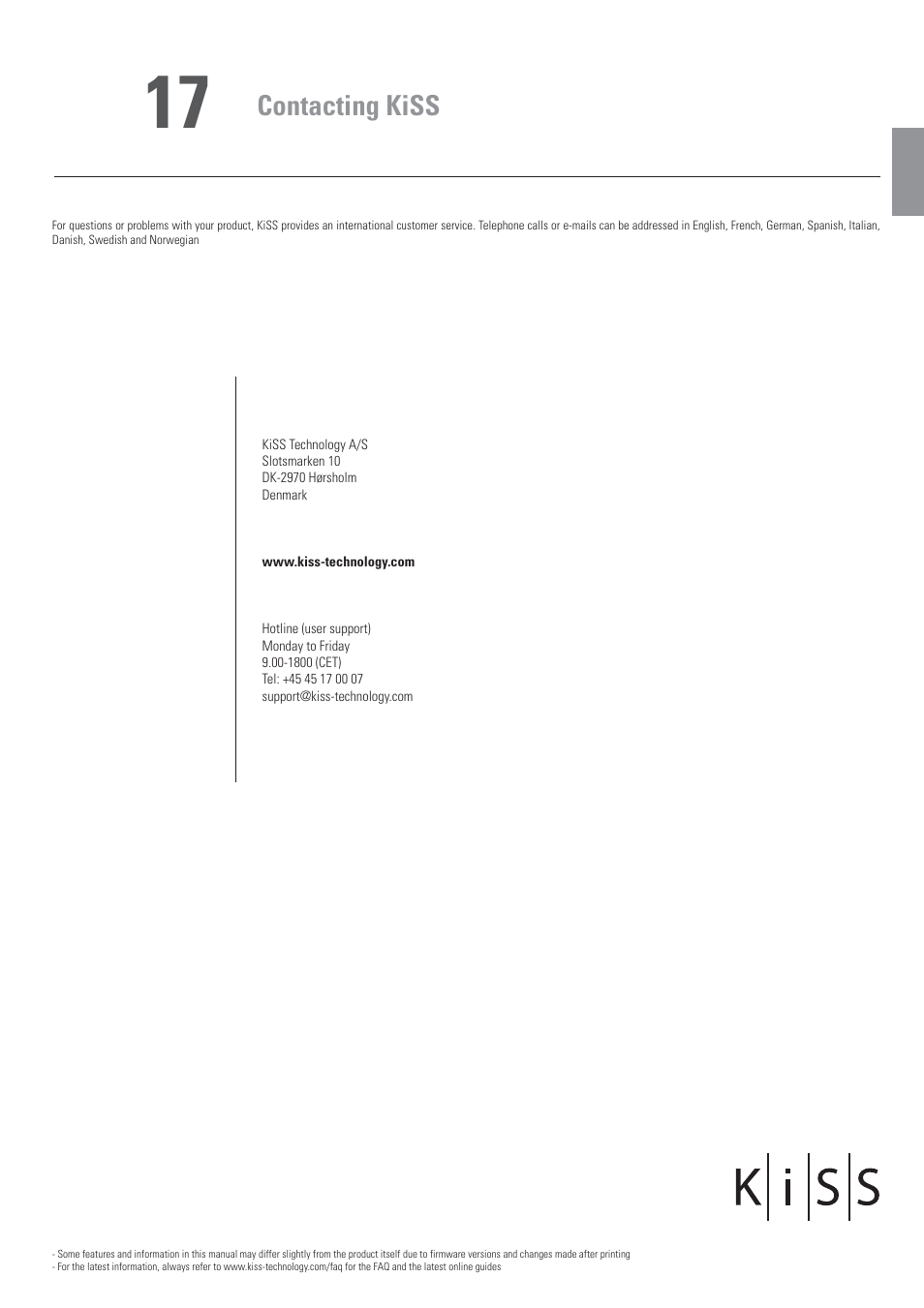 Contacting kiss | KiSS Networked Entertainment DP-558 User Manual | Page 25 / 30