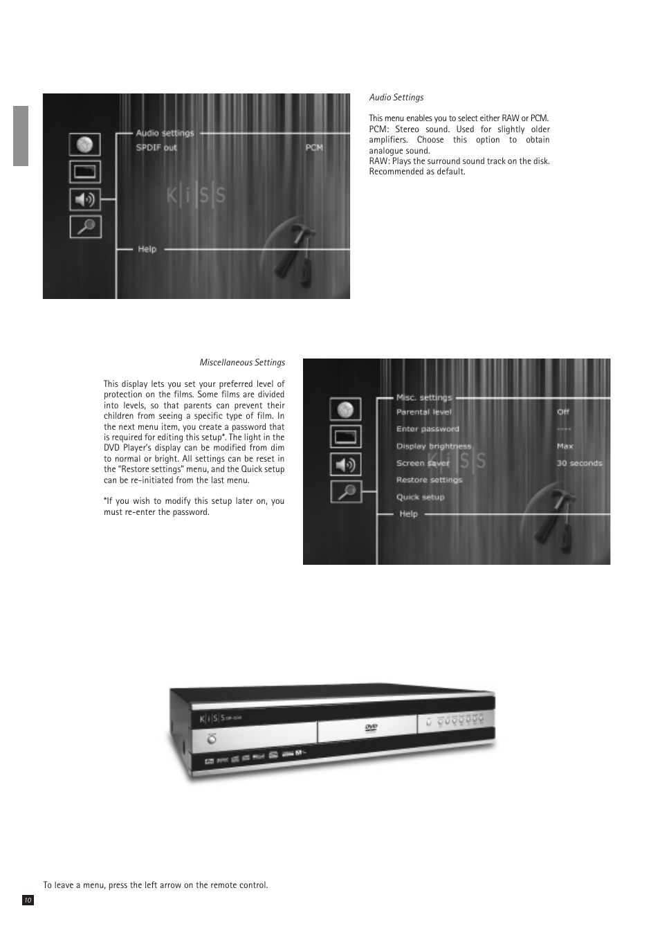 KiSS Networked Entertainment DP-500 User Manual | Page 10 / 20