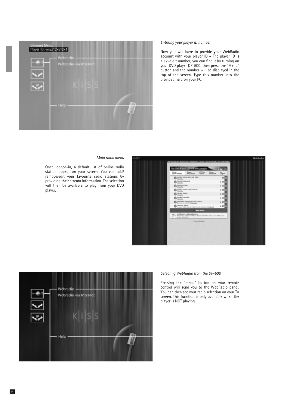 KiSS Networked Entertainment DP-500 User Manual | Page 14 / 20