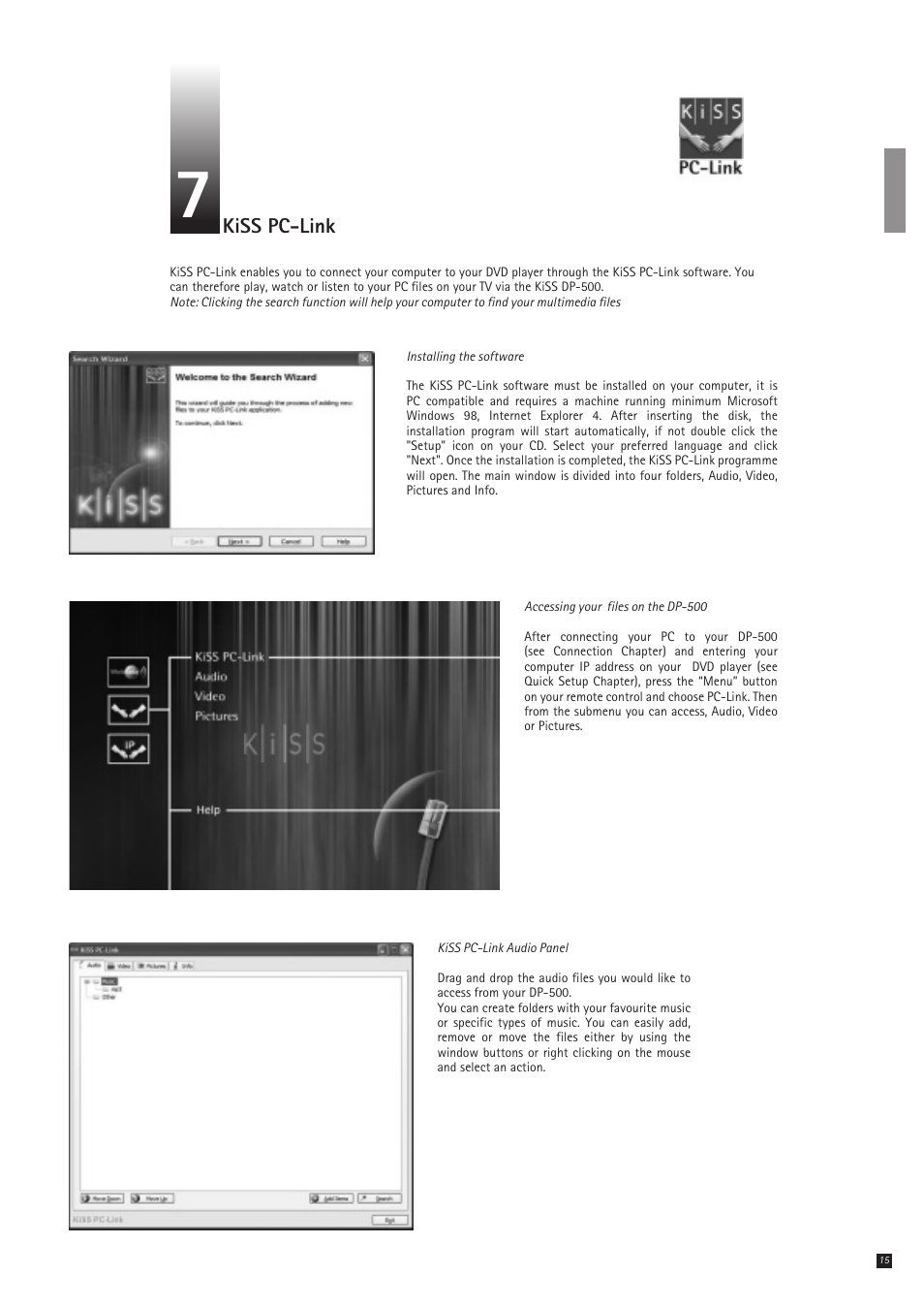 KiSS Networked Entertainment DP-500 User Manual | Page 15 / 20