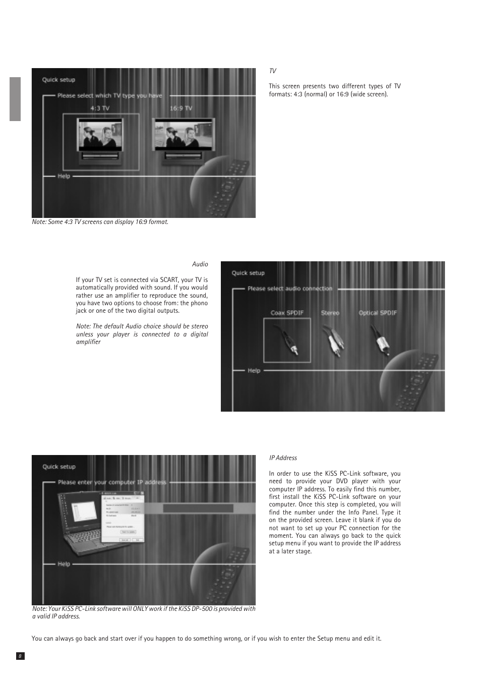 KiSS Networked Entertainment DP-500 User Manual | Page 8 / 20