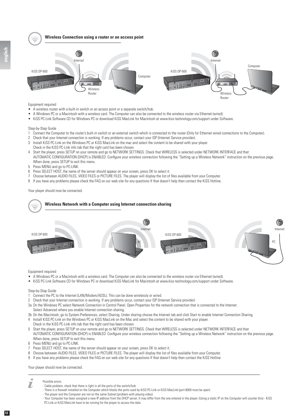 English | KiSS Networked Entertainment KiSS DP-600 User Manual | Page 10 / 39