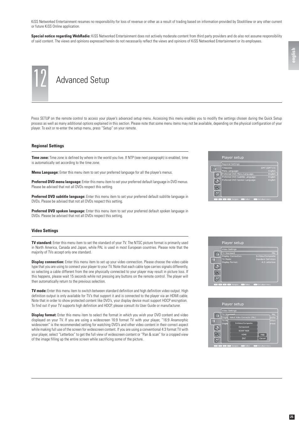 Advanced setup | KiSS Networked Entertainment KiSS DP-600 User Manual | Page 23 / 39