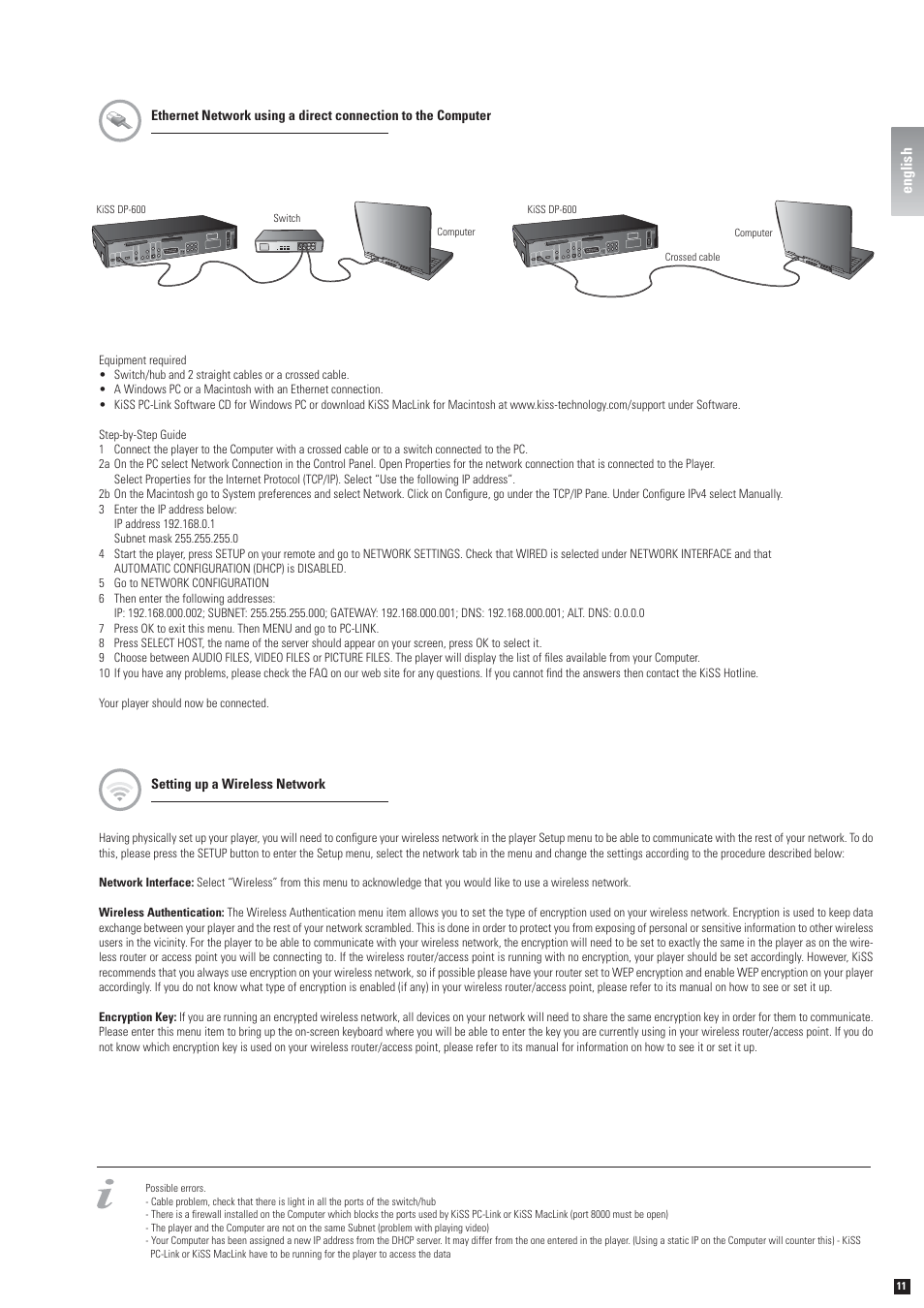 English | KiSS Networked Entertainment KiSS DP-600 User Manual | Page 9 / 39