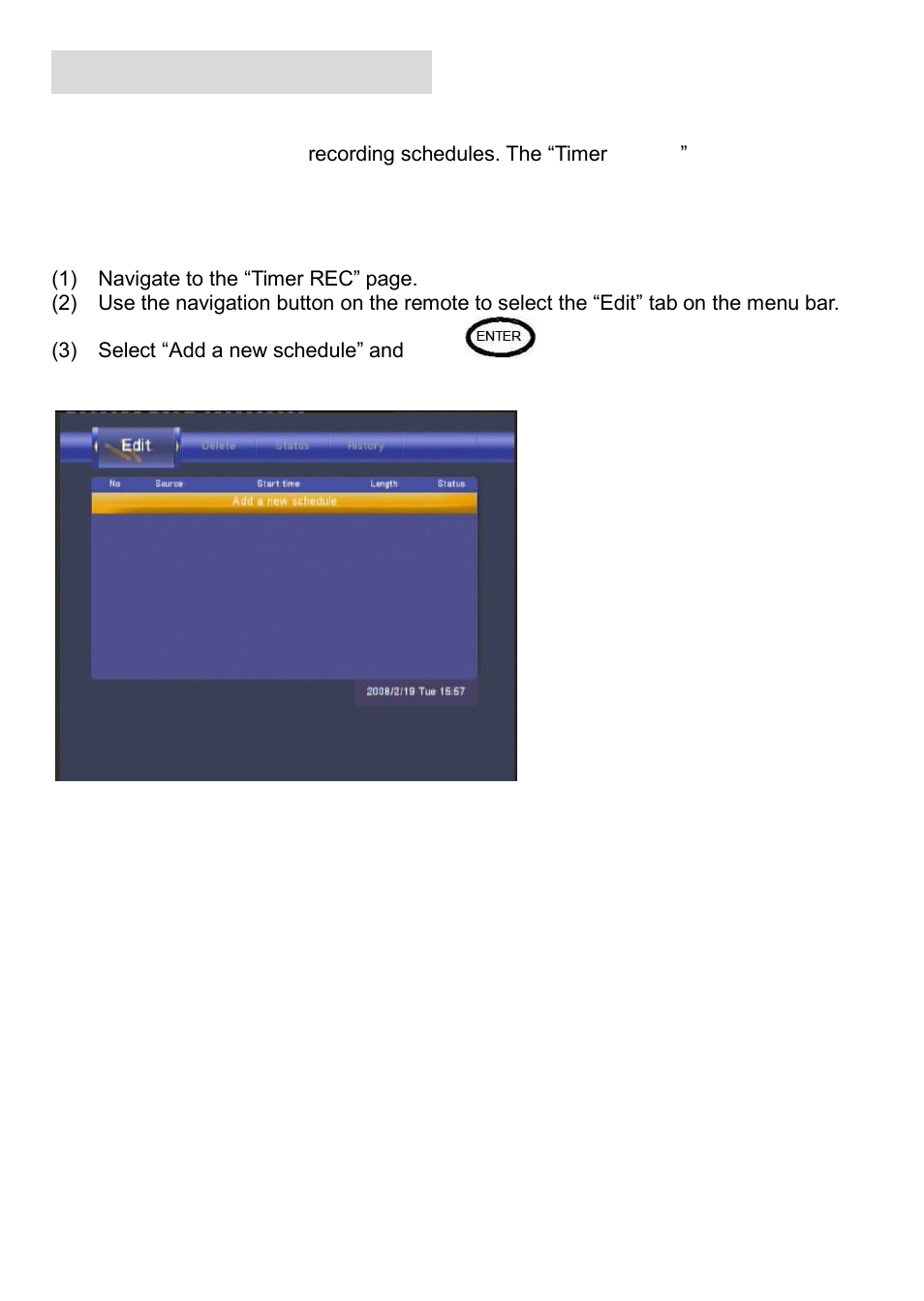 Timer record menu | Kingwin KM-31BK User Manual | Page 25 / 58