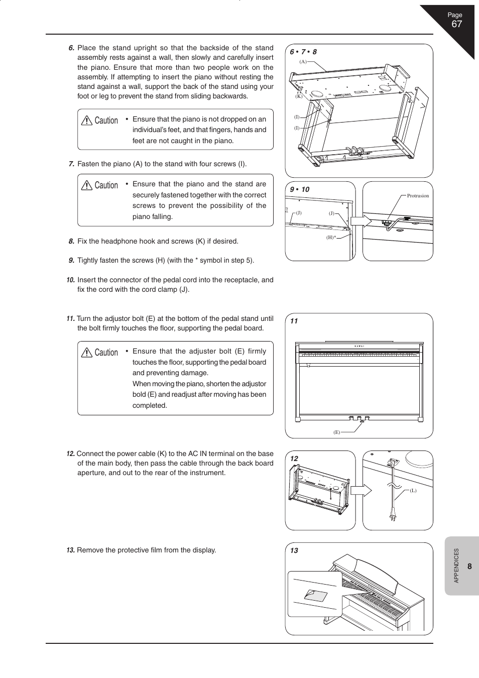 Caution | Kawai CN33 User Manual | Page 67 / 72