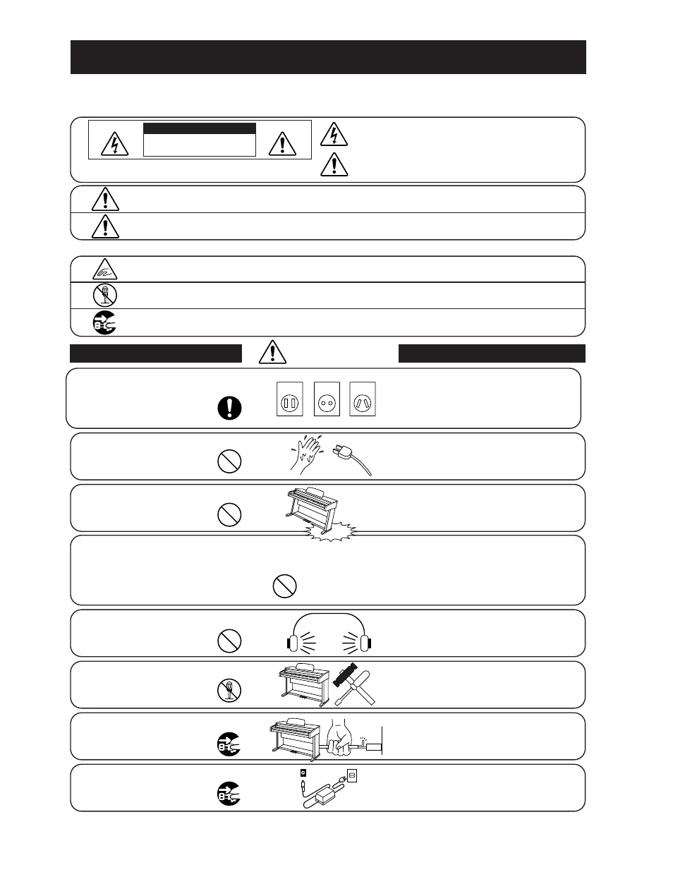 Safety instructions, Warning, Caution | Kawai PN81 User Manual | Page 4 / 25