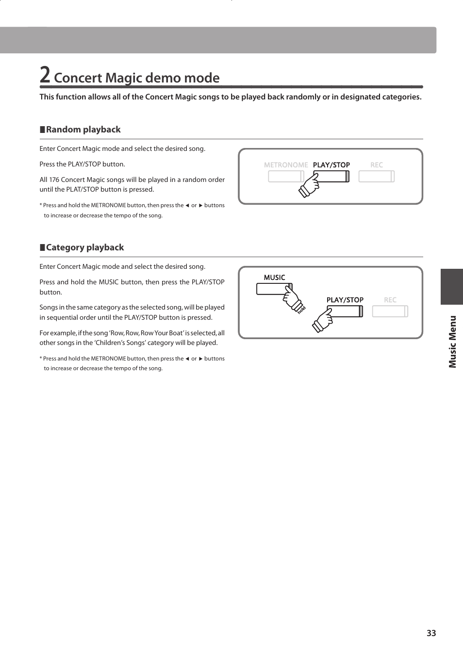 Concert magic demo mode | Kawai CONCERT ARTIST CA63 User Manual | Page 33 / 96