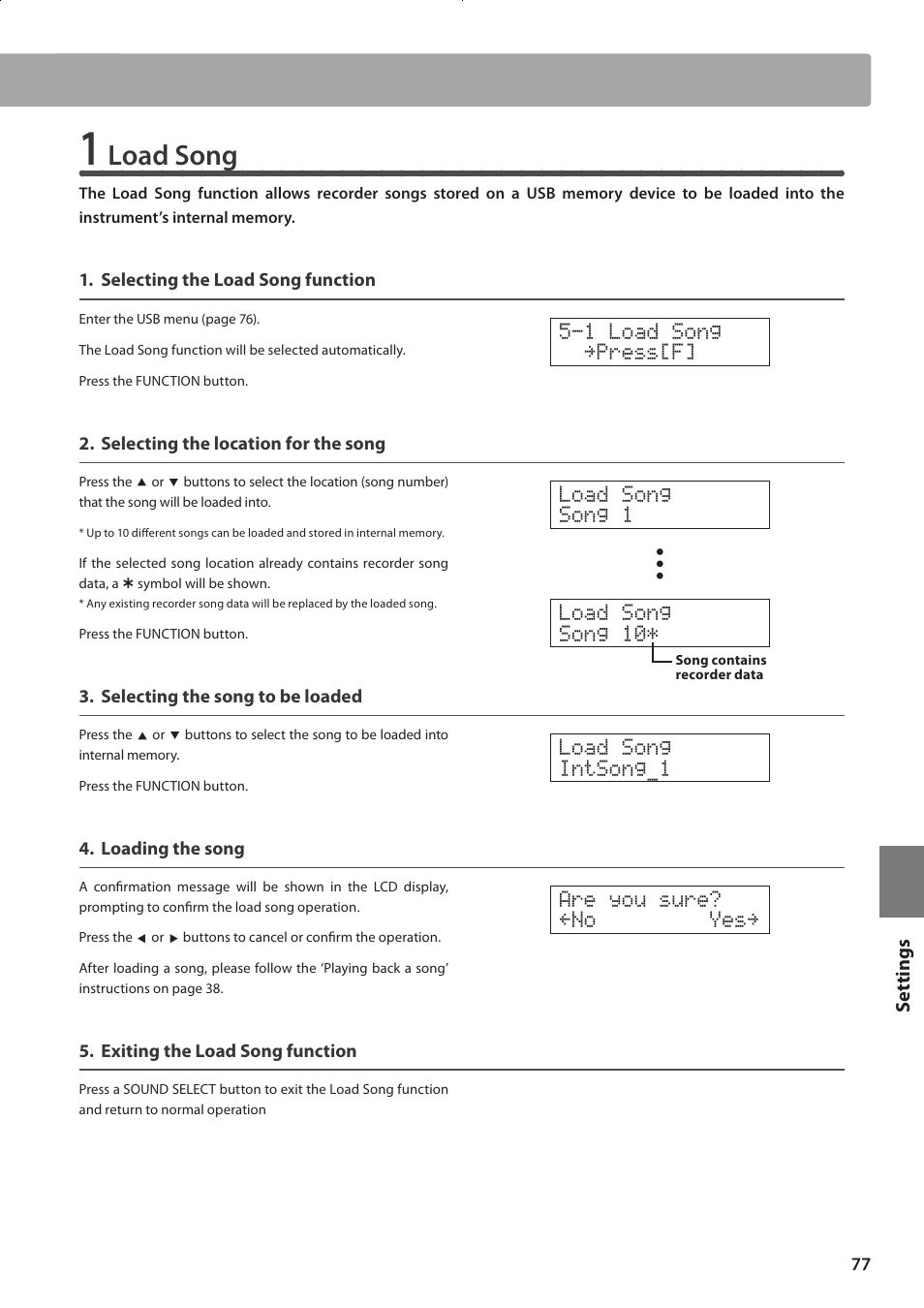 Load song | Kawai CONCERT ARTIST CA63 User Manual | Page 77 / 96