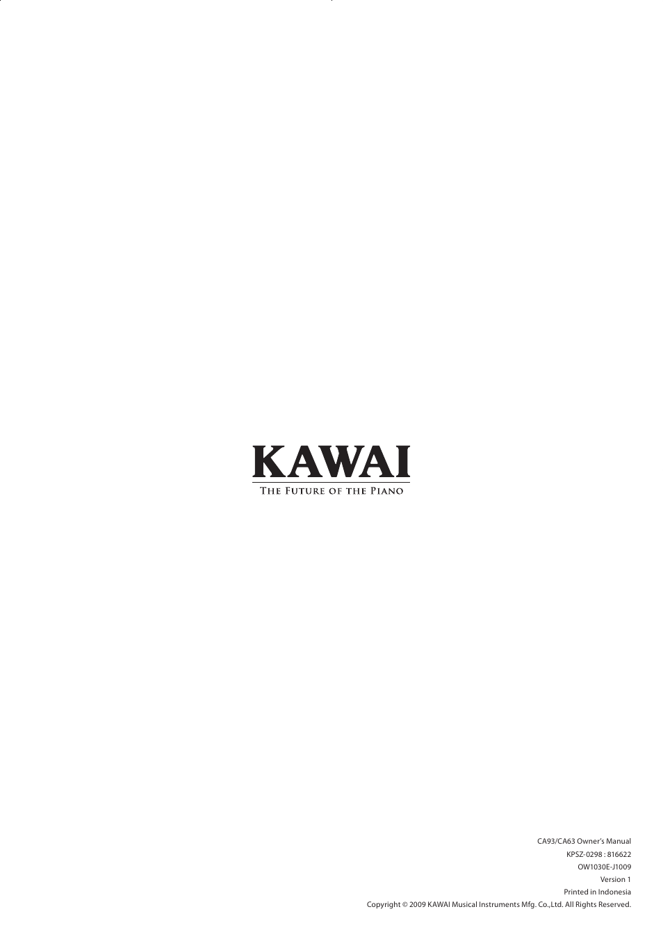 Kawai CONCERT ARTIST CA63 User Manual | Page 96 / 96