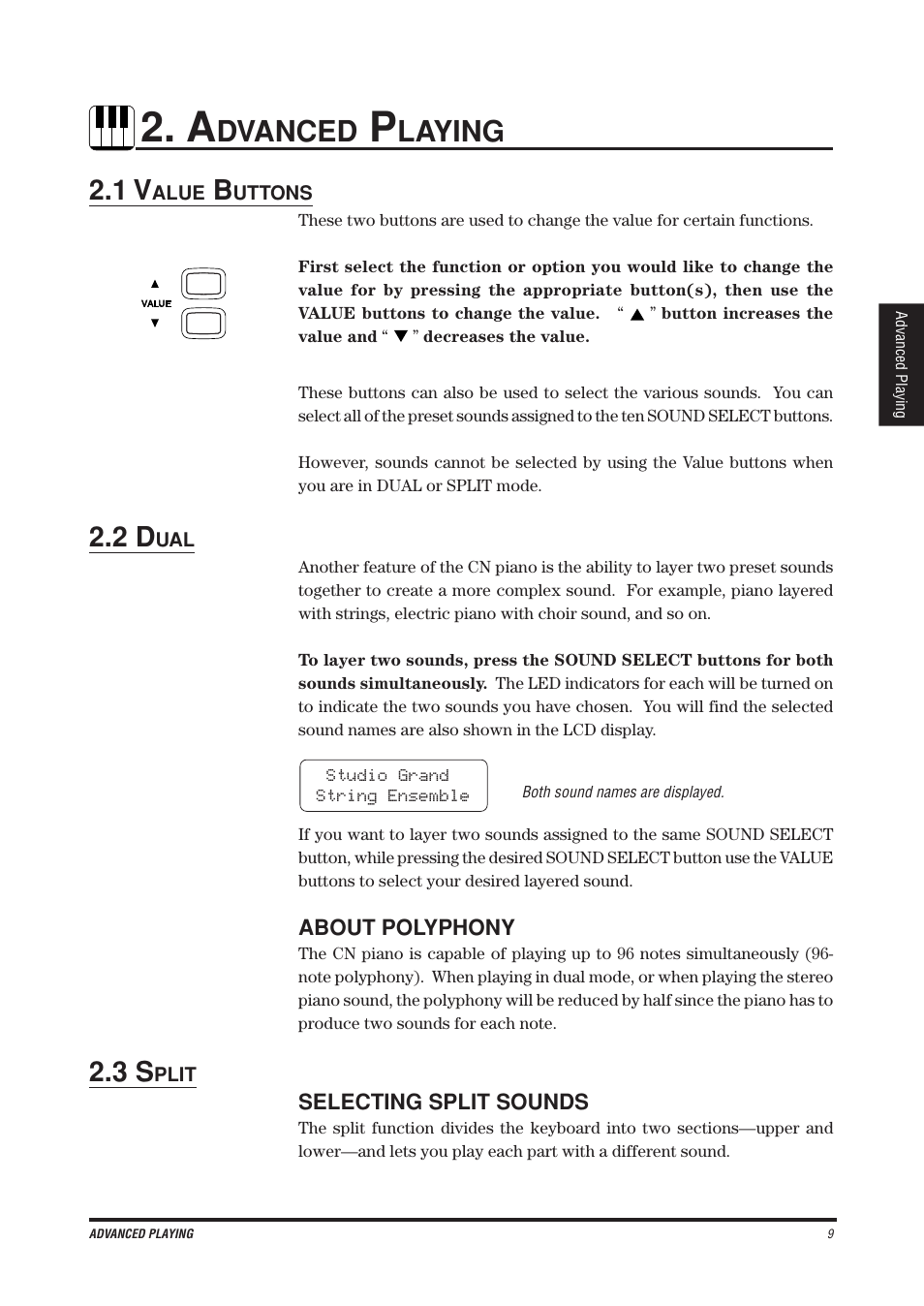 Dvanced, Laying | Kawai CN4 User Manual | Page 13 / 74