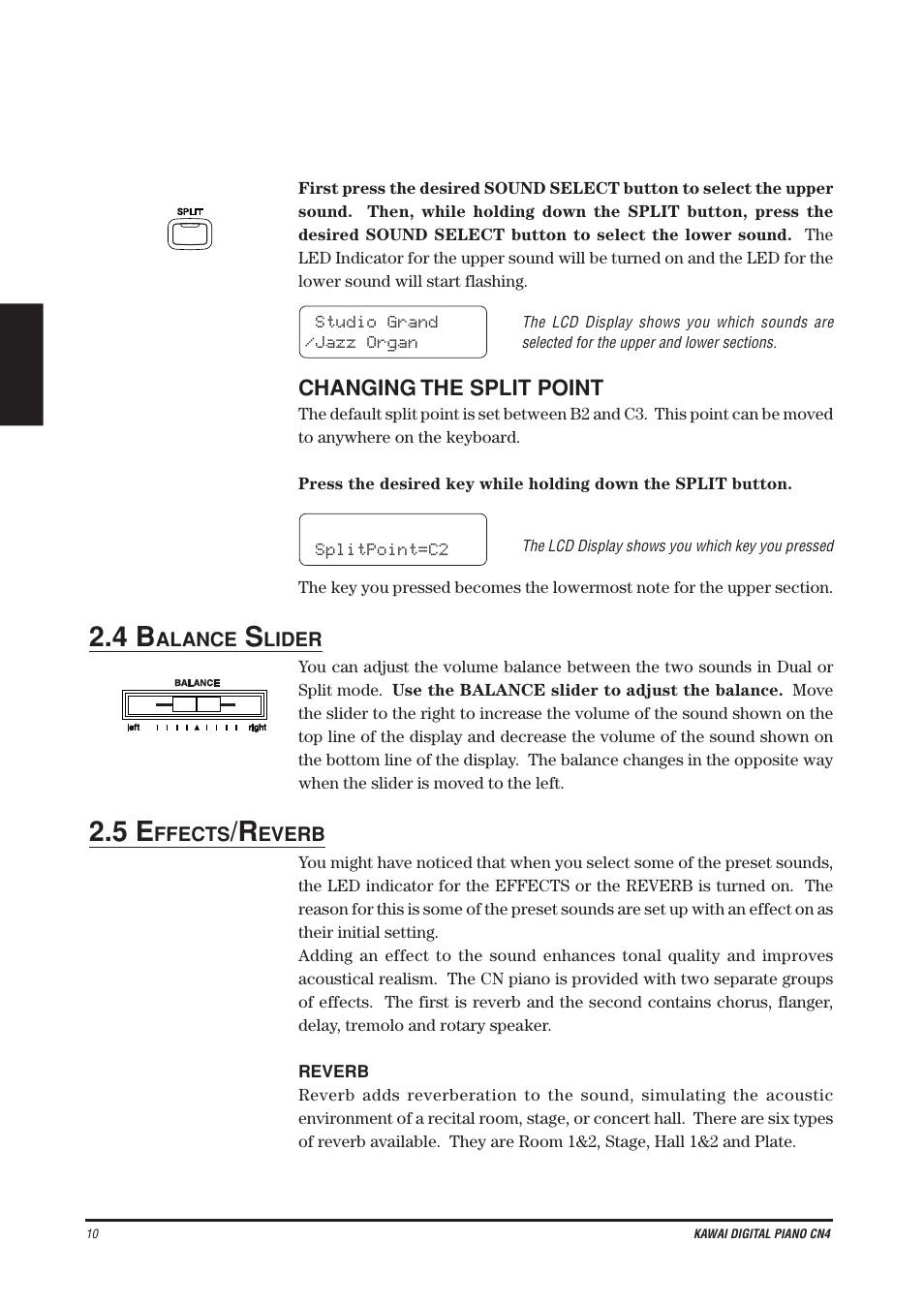 Changing the split point | Kawai CN4 User Manual | Page 14 / 74