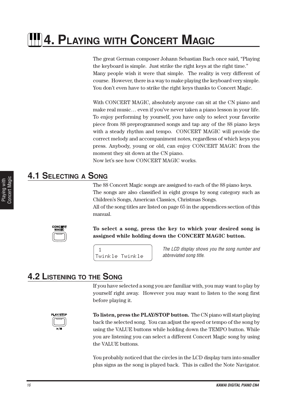 Laying, With, Oncert | Agic | Kawai CN4 User Manual | Page 20 / 74